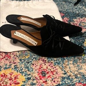 Kitten Heel Black Suede Mules Donald J. Pliner